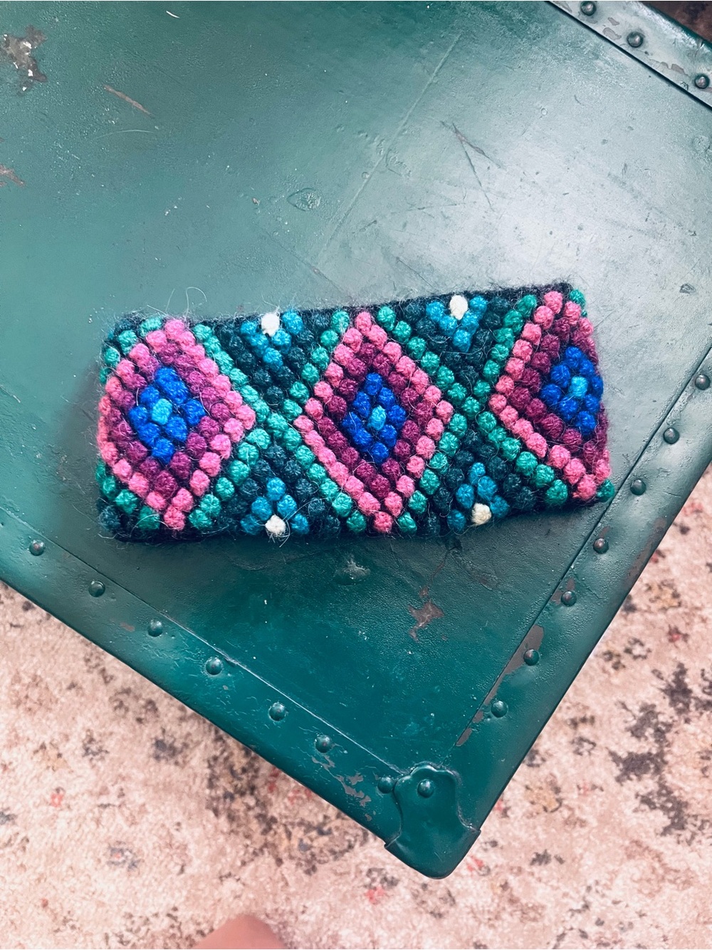 Andes Gifts Multicolor Alpaca Blend Headband Boho Diamond Pattern